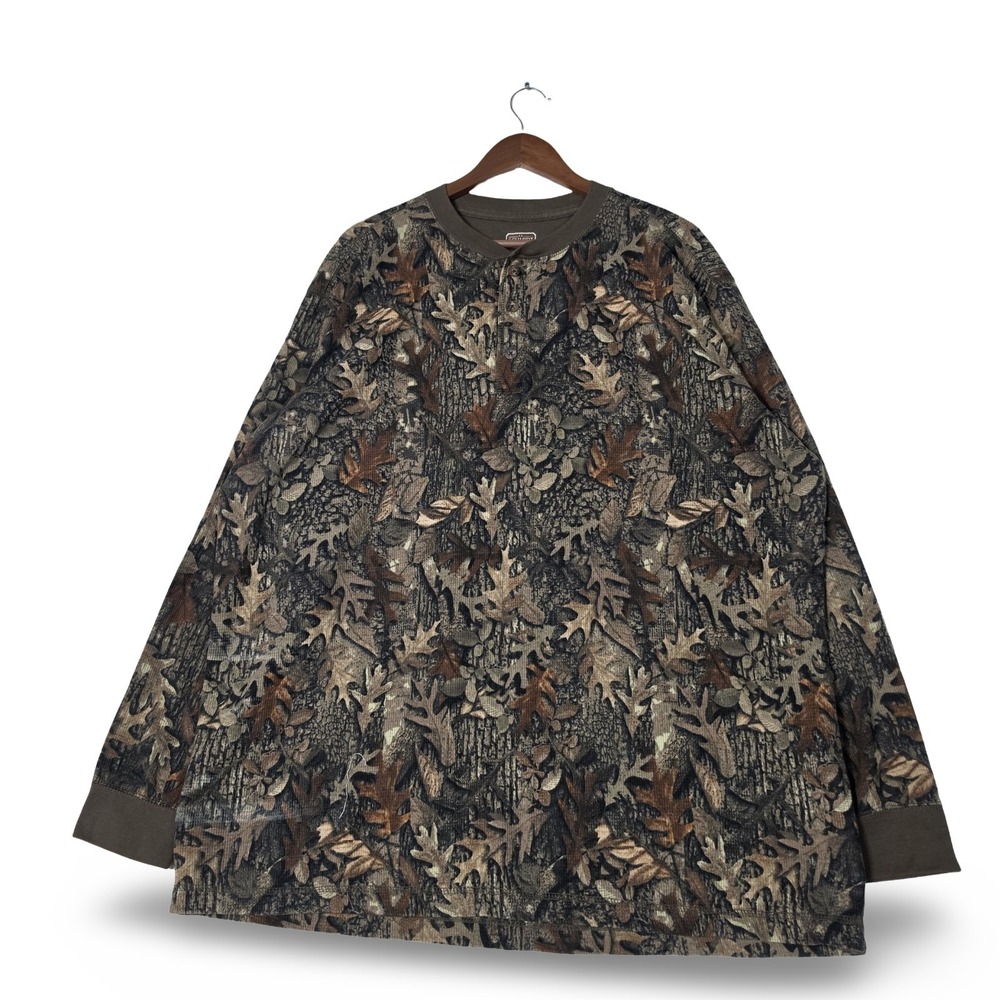 CE Schmidt Workwear Mens 2XL Leaf Camo Thermal‎ Henley Shirt Long Sleeve Hunting